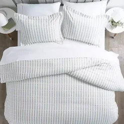 Ivory Rugged Stripes Puffed 3-pc. King Duvet Set