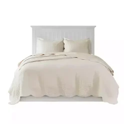Ivory Scalloped Monica 3-pc. Queen Coverlet Set