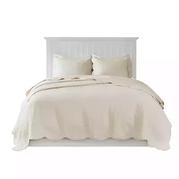 Ivory Scalloped Monica 3-pc. King Coverlet Set