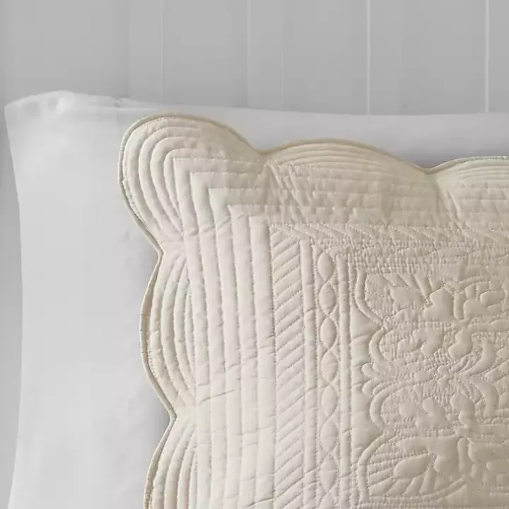 Ivory Scalloped Monica 3-pc. King Coverlet Set