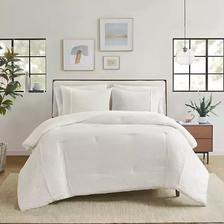 Ivory Seersucker 3-pc. Full/Queen Comforter Set