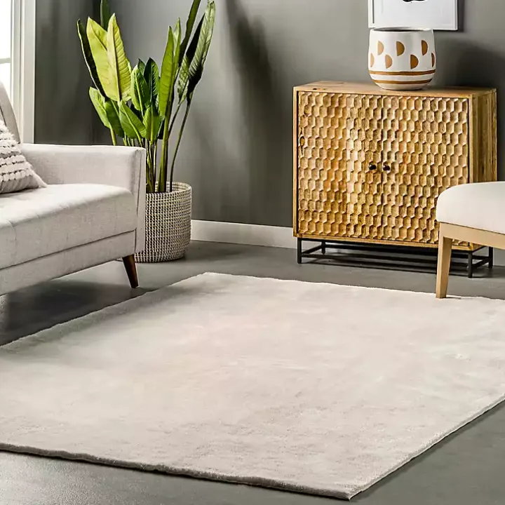 Ivory Shag Washable Area Rug, 8x10