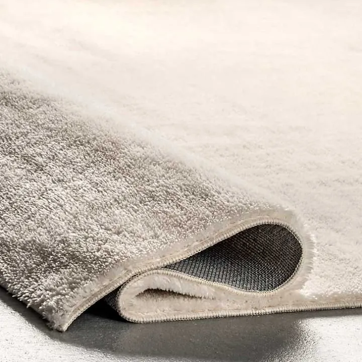 Ivory Shag Washable Area Rug, 8x10