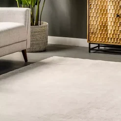 Ivory Shag Washable Area Rug, 8x10