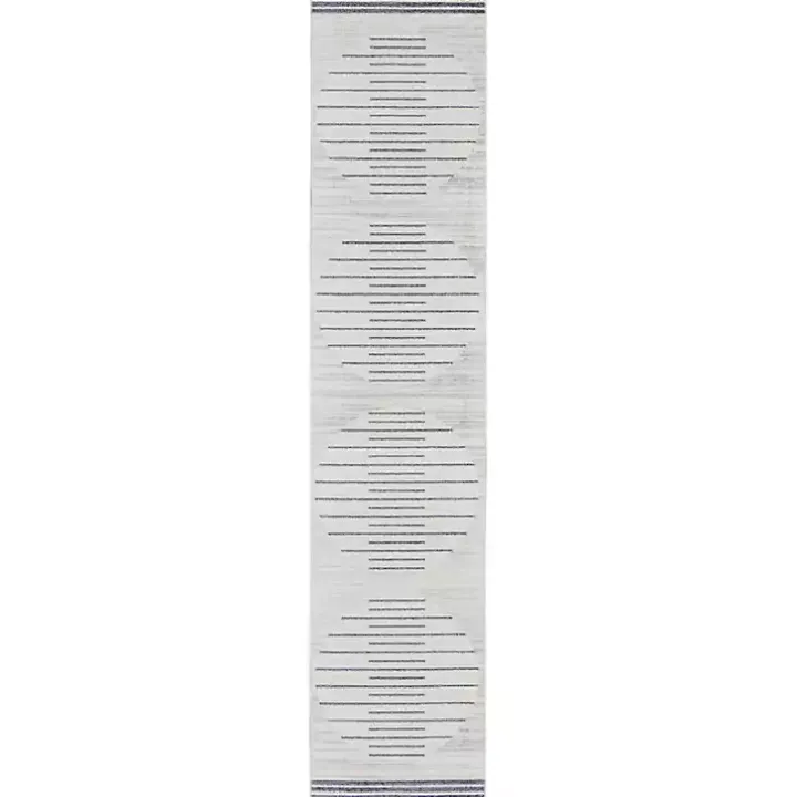 Ivory Striated Sphere Washable Runner, 2x10