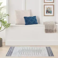 Ivory Striated Sphere Washable Area Rug, 3x5