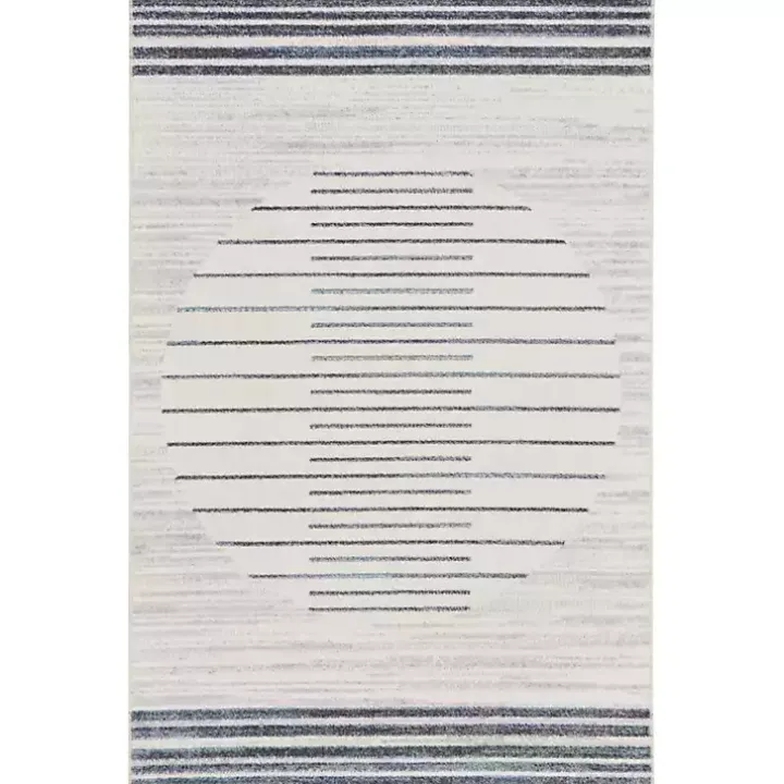 Ivory Striated Sphere Washable Area Rug, 4x6