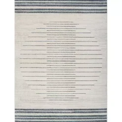 Ivory Striated Sphere Washable Area Rug, 6x9
