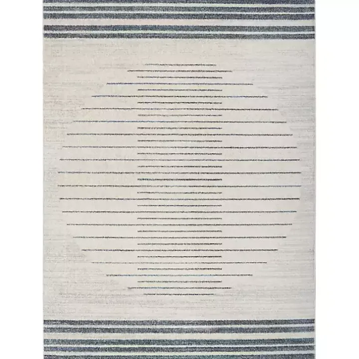 Ivory Striated Sphere Washable Area Rug, 6x9
