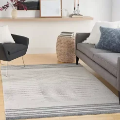 Ivory Striated Sphere Washable Area Rug, 6x9