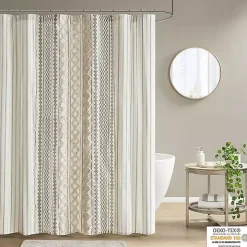 Ivory Textured Chenille Shower Curtain