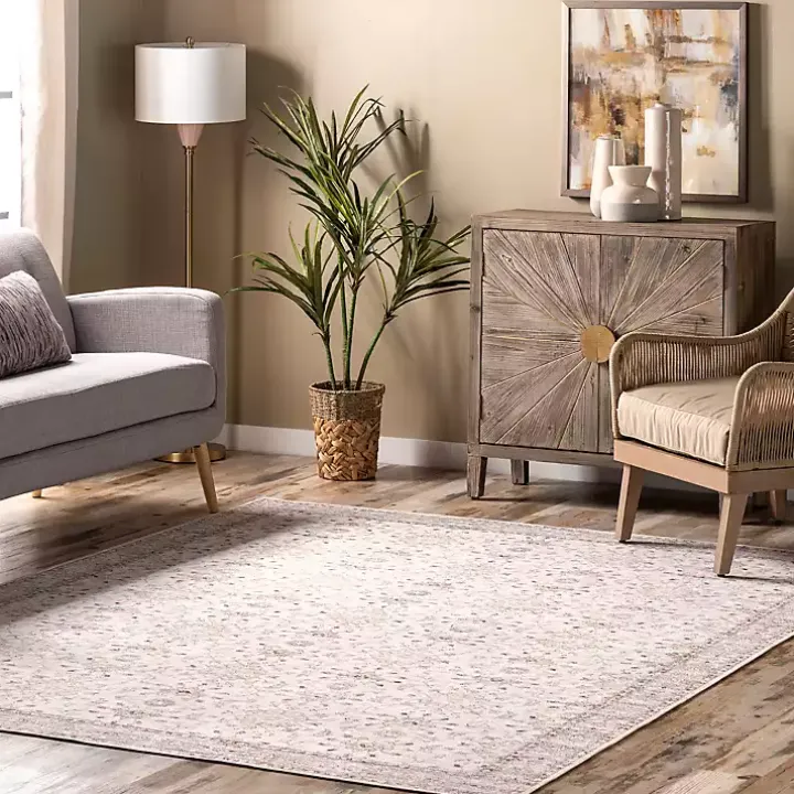 Ivory Transitional Floral Area Rug, 8x10