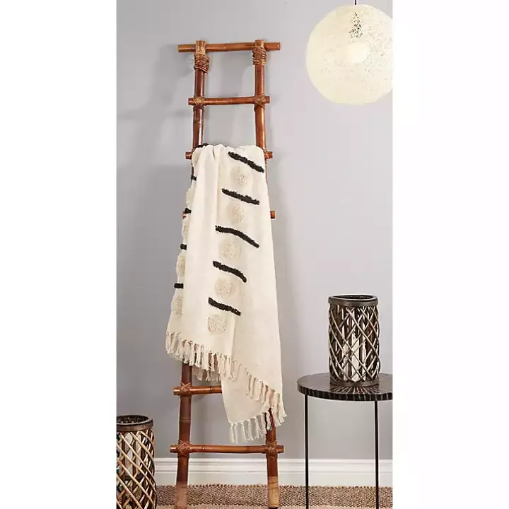 Ivory Tufted Dots and Dashes Throw