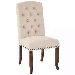 Ivory Upholstered Nailhead Trim Dining Chair