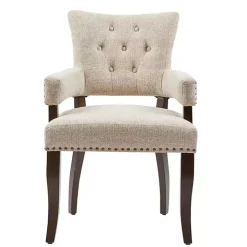 Ivory Upholstered Tufted Dining Chairs, Set of 2