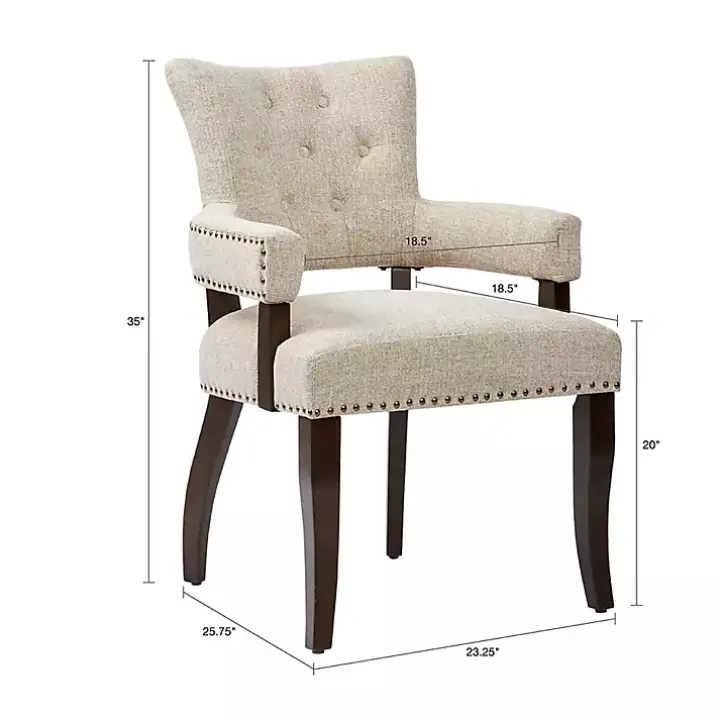 Ivory Upholstered Tufted Dining Chairs, Set of 2