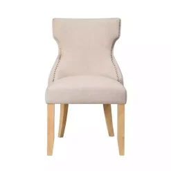 Ivory Upholstered Wingback Dining Chairs, Set of 2