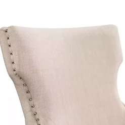 Ivory Upholstered Wingback Dining Chairs, Set of 2