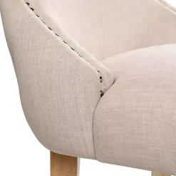 Ivory Upholstered Wingback Dining Chairs, Set of 2