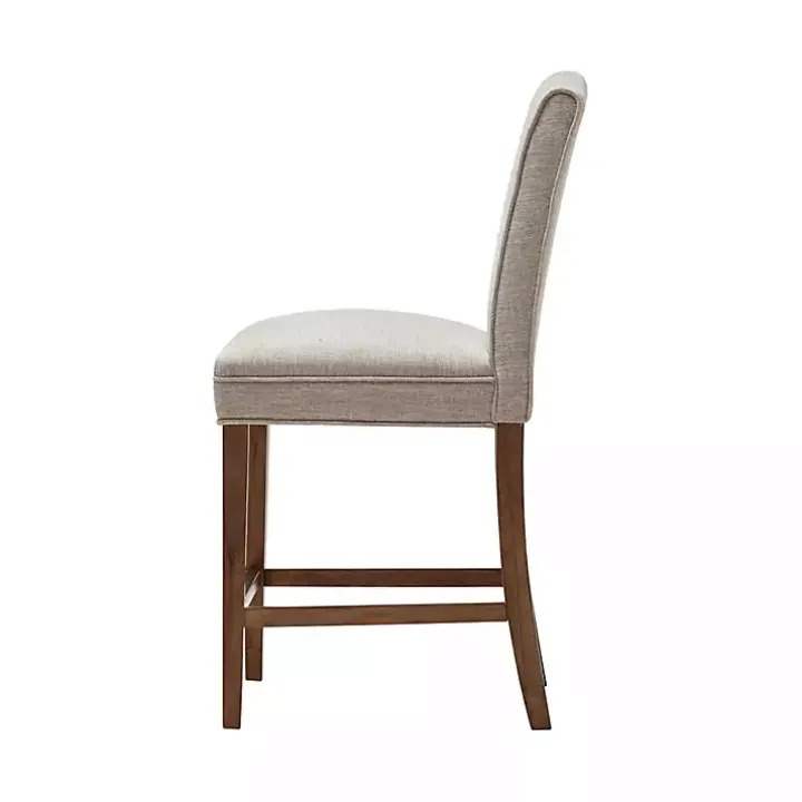 Ivory Upholstered Wood Counter Stool