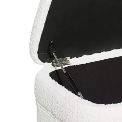 Ivory Upholstered Wood Leg Storage Bench