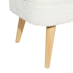 Ivory Upholstered Wood Leg Storage Bench