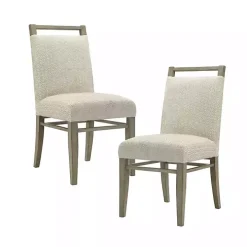 Ivory Upholstered Wooden Dining Chairs, Set of 2