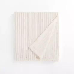 Ivory Velvet Corduroy Throw