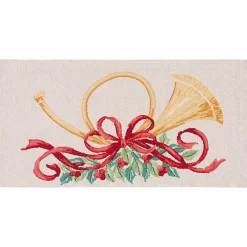 Ivory Vintage Poster Hooked Accent Rug, 2x3