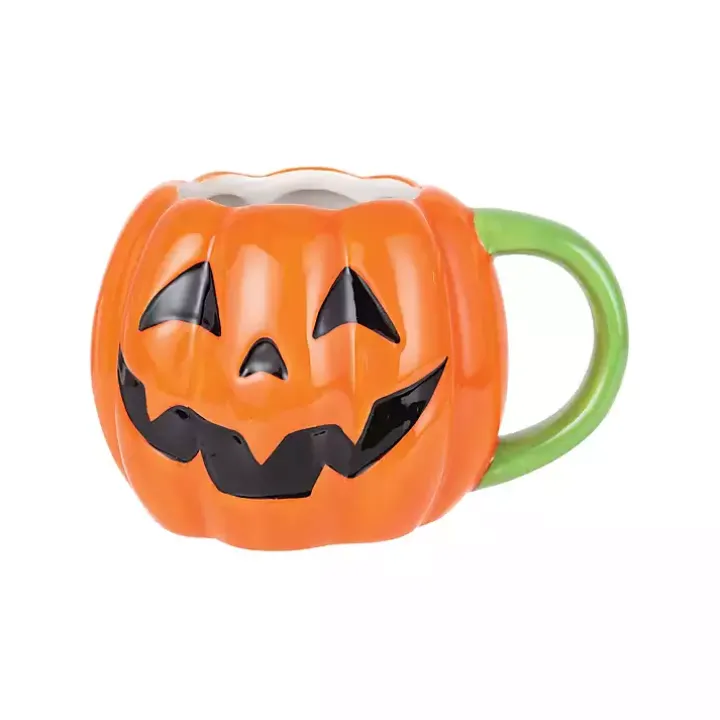 Jack O' Lantern & Cat Halloween Mugs, Set of 2