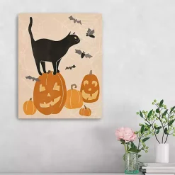 Jack 'O Lantern Cat Halloween Wall Plaque, 20 in.