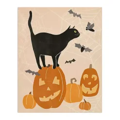 Jack 'O Lantern Cat Halloween Wall Plaque, 20 in.