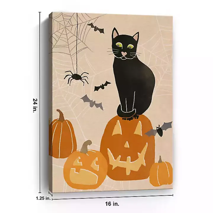 Jack 'O Lantern Cat Halloween Wall Plaque, 24 in.