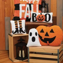 Jack-O-Lantern Shaped Halloween Throw Pillow