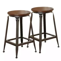 Jaxon Wood and Metal Counter Stools, Set of 2