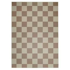 Jaya Natural Checkered Washable Area Rug, 5x7
