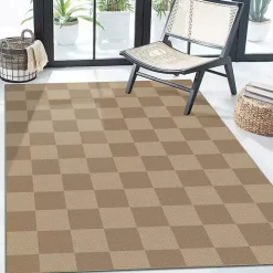 Jaya Natural Checkered Washable Area Rug, 5x7