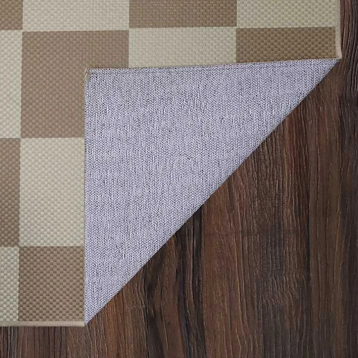 Jaya Natural Checkered Washable Area Rug, 5x7