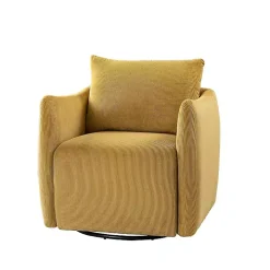 Jerri Mustard Corduroy Swivel Accent Chair