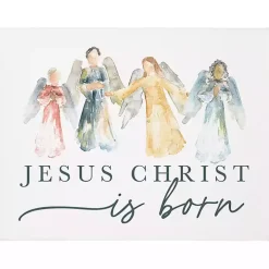 Jesus Christ is Born Angels Canvas Wall Plaque