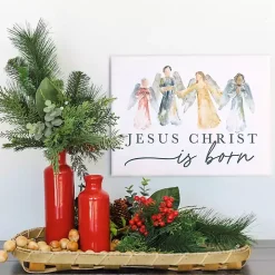 Jesus Christ is Born Angels Canvas Wall Plaque