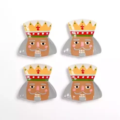 Jolly Nutcracker Shaped Appetizer Plates, Set of 4