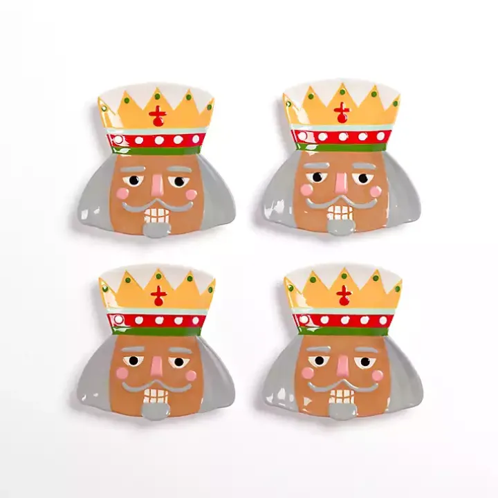 Jolly Nutcracker Shaped Appetizer Plates, Set of 4