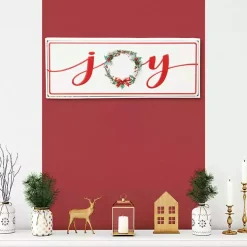 Joy Christmas Wreath Metal Wall Sign