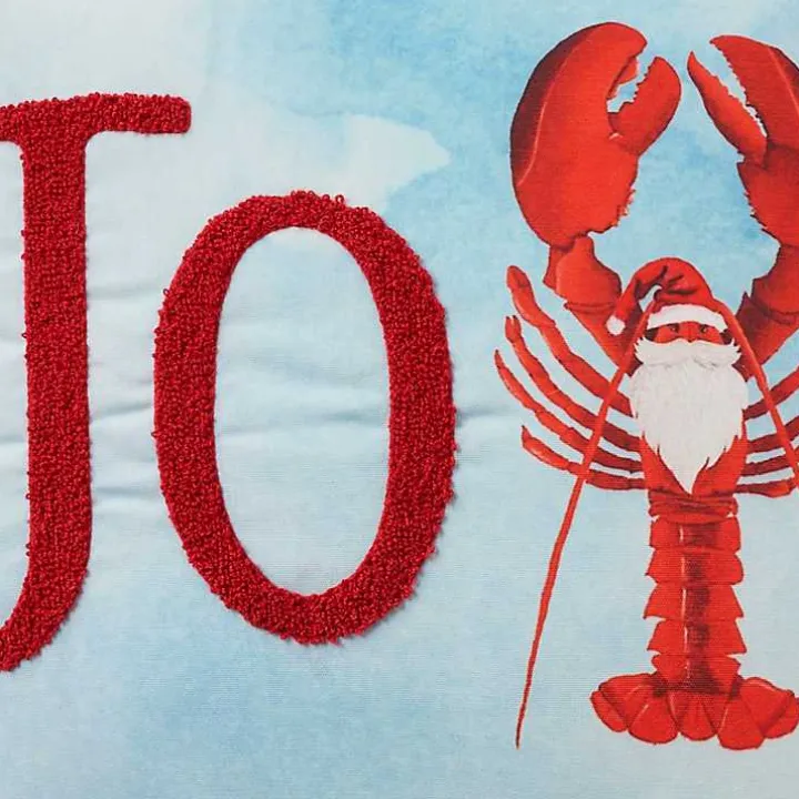 Joy Santa Lobster Pom Pom Pillow