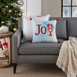 Joy Santa Lobster Pom Pom Pillow