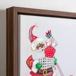 Joyful Santa with Presents Framed Canvas Art Print