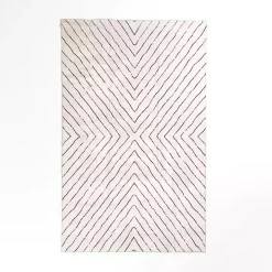 Julia Black and White Washable Area Rug, 5x8