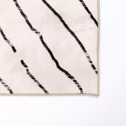 Julia Black and White Washable Area Rug, 5x8