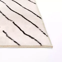 Julia Black and White Washable Area Rug, 5x8